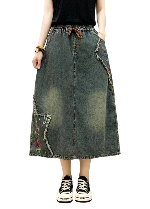 Fusta dama, albastru deschis, lungime midi, din denim