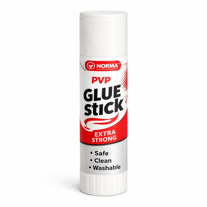 Лепило стик PVP 15 g NORMA, твърдо лепило за хартия, картон, снимки, сухо лепило за училище, офис, крафт хоби