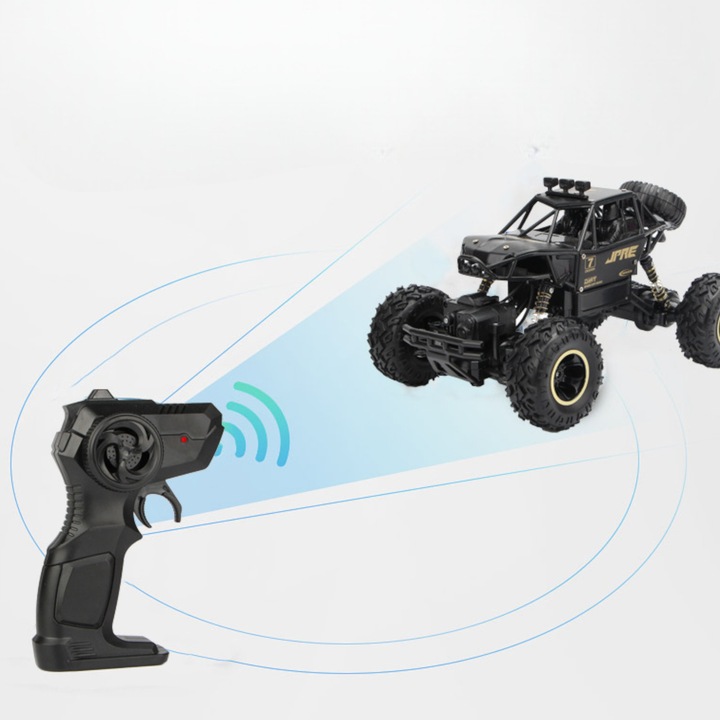 Masina 4x4 OffRoad cu suspensii active, 2 baterii reincarcabile, telecomanda Wi-Fi 45 m, 28x18x19cm