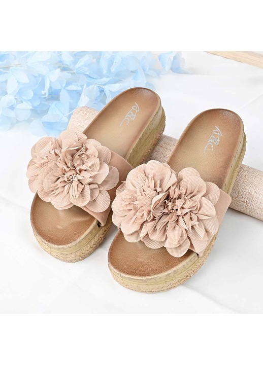 Papuci Casual De Dama, Din piele intoarsa ecologica, PD1089, Roz 36
