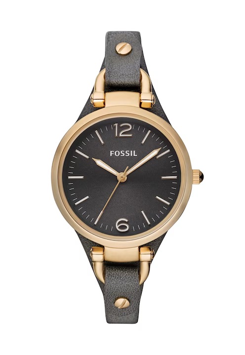 Ceas de femei cu bratara din piele ES-3077, decoratie auriu, design simplu