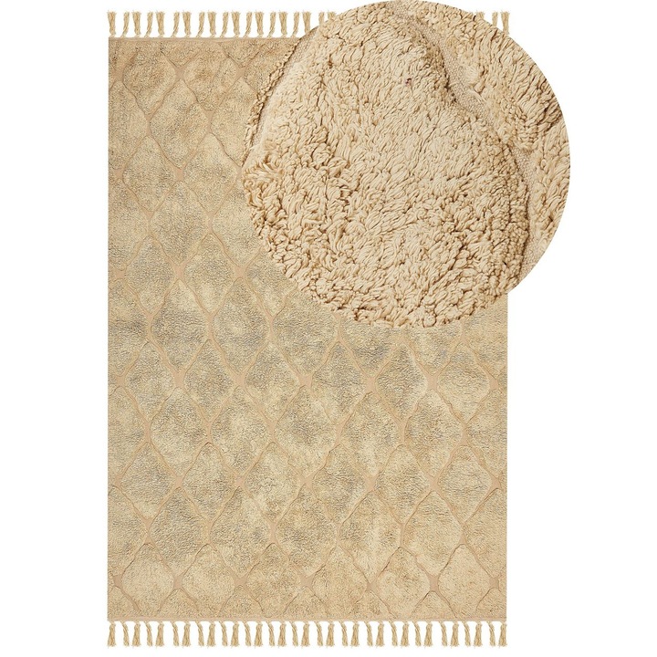 Fata de masa din bumbac bej 160 x 230 cm Sanliurfa