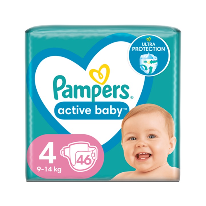 Пелени Размер 4, 9-14 кг, 46 бр., Pampers Active Baby