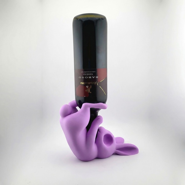 Játékos Nyuszi Bortartó Állvány, Lila, PLA műanyag, 20 cm