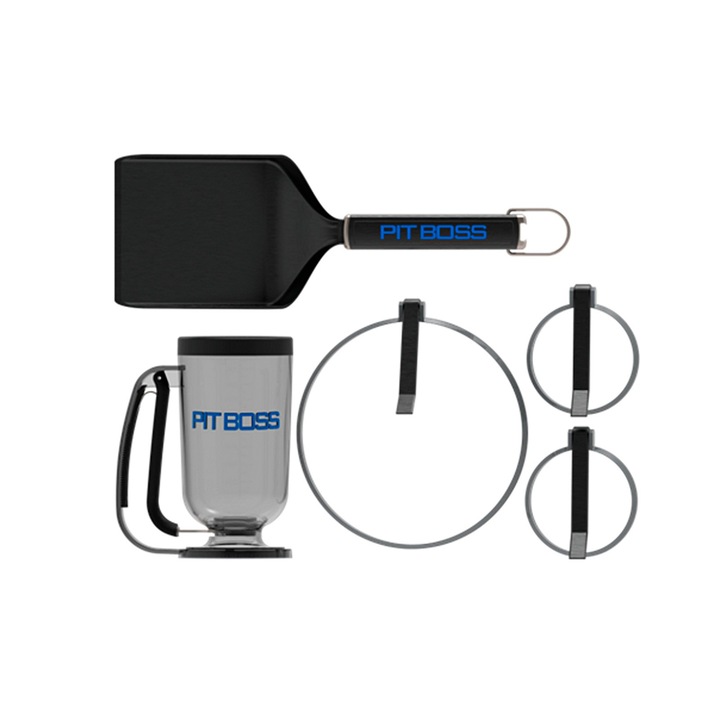 Set 5 ustensile pentru preparare clatite si mic dejun Pit Boss, polimer de nailon, otel inoxidabil, multicolor