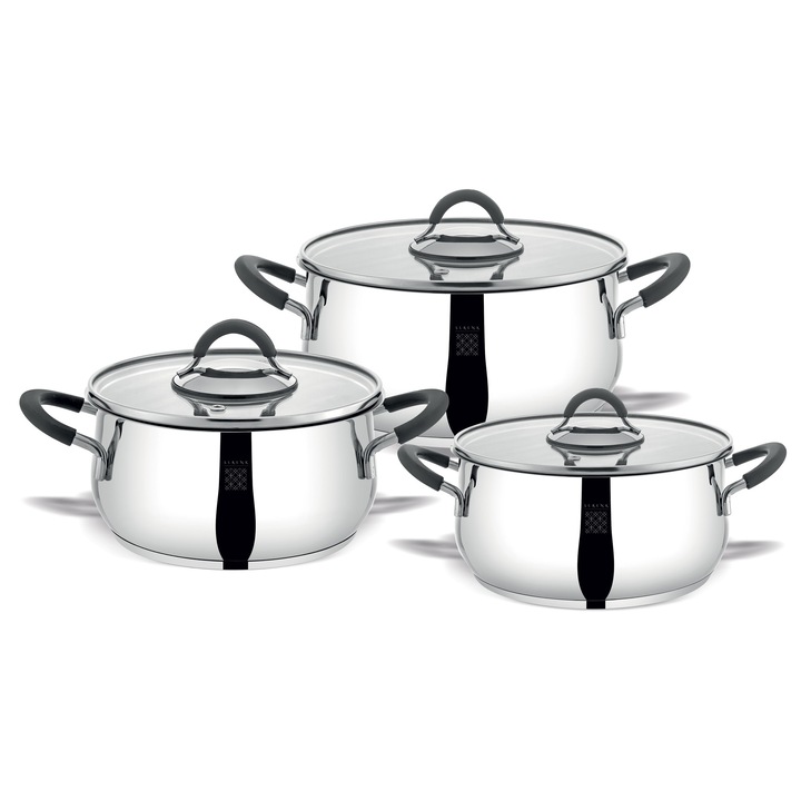Serenk Modernist Stackable 6 Pieces Stainless Steel Cookware Set