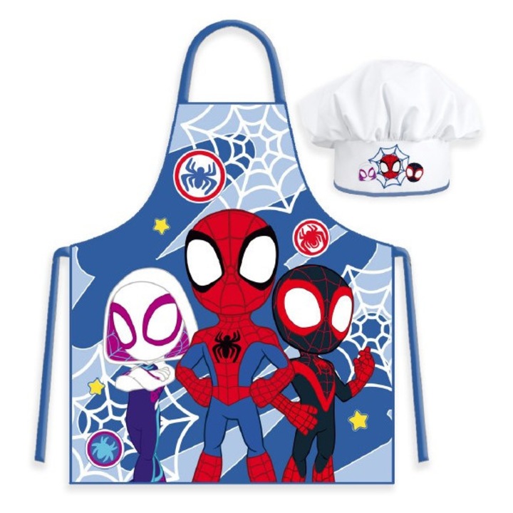 Sorturi bucatarie si gratar, Spidey, sort si boneta, albastru, dimensiune ajustabila