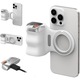 Maner inteligent cu buton, Telesin Fun Shot P1-M-10, cu telecomanda bluetooth wireless detasabila, atasare magnetica, control zoom, compatibil iPhone 16, 15, 14, 13, 12, IOS/Android, OUYLAF, Alb