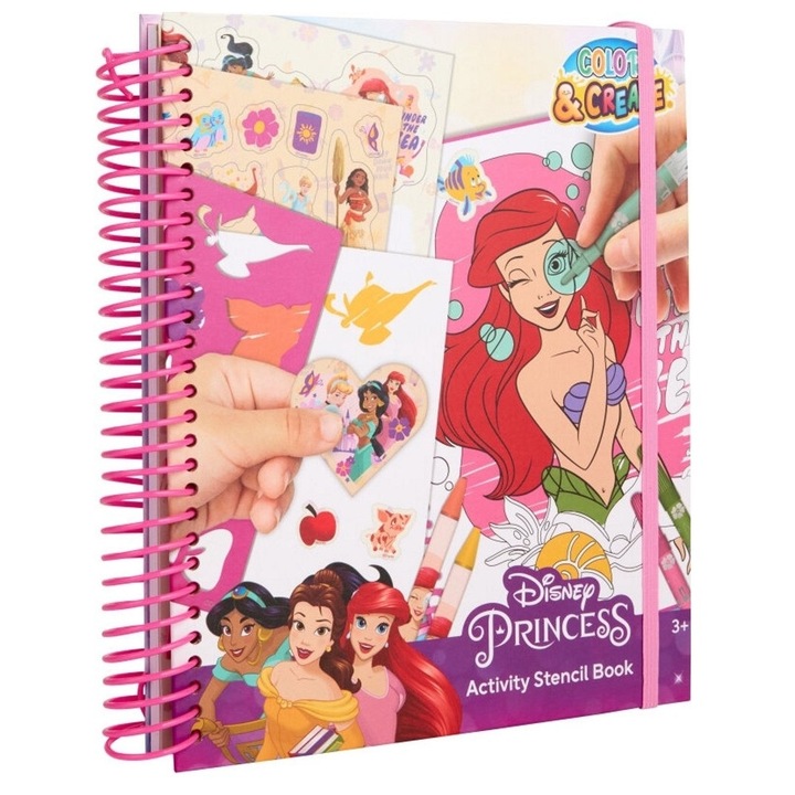 Carte de colorat cu activitati, Disney Princess, Pentru copii, Roz