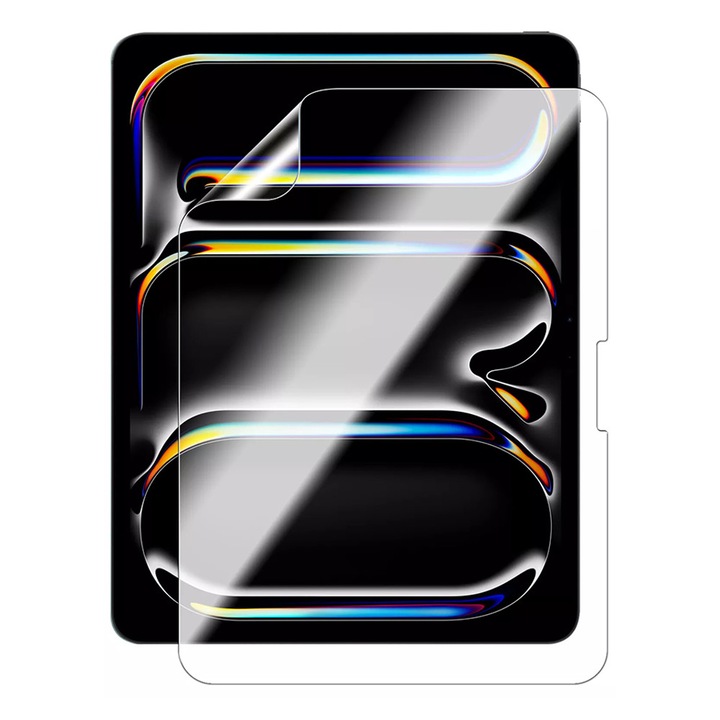 Folie Protectie Tableta Hydrogel Regenerabil pentru Apple iPad Pro 11 (2026) 11.0", Nano-coated Silicone, Flexible Hydro-Crystal, Protectie Completa, Full Glue, Instalare Usoara, Optim Technology, Transparent