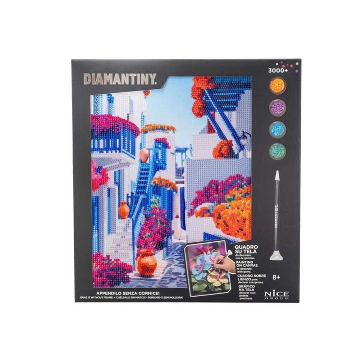 Set Diamantini pentru constructii din pietricele pe panza, 3000+ cristale colorate, 32x30x2cm