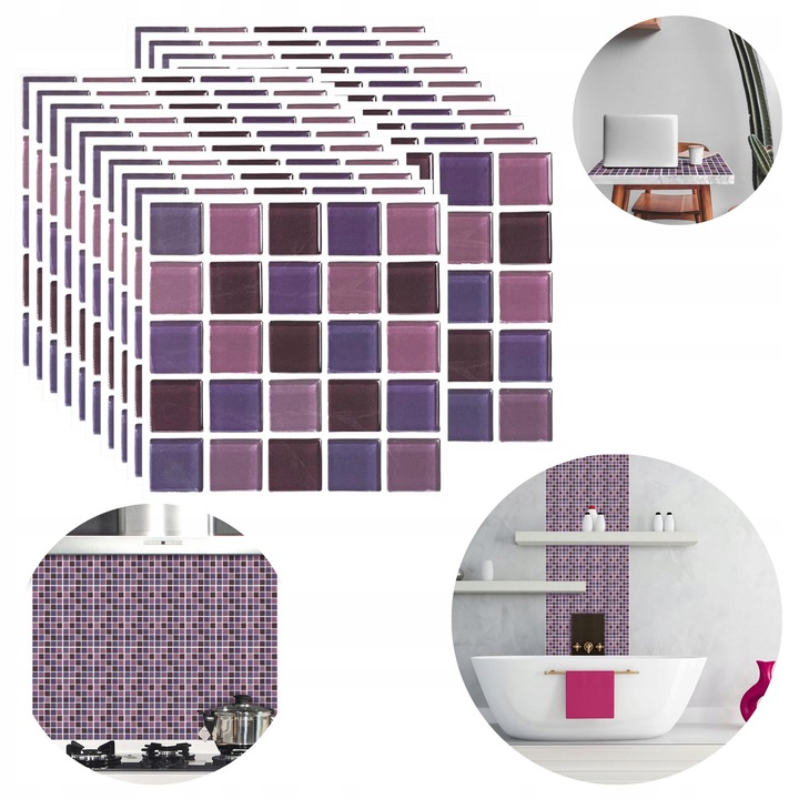 Set 20x autocolante mozaic, 10x10cm, waterproof, pentru baie si bucatarie