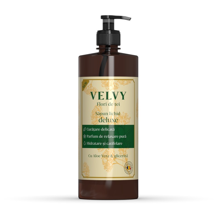 Săpun lichid VELVY FLORI DE TEI 400 ML, cu glicerina și aloe vera, unisex, pentru piele sensibilă
