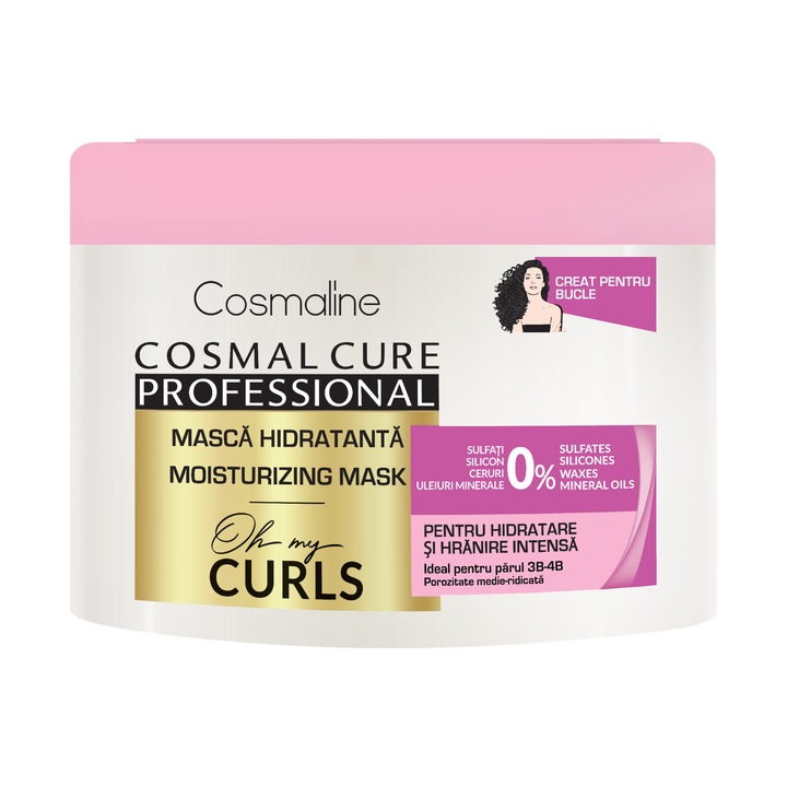 Masca profesionala Cosmaline pentru Par Cret, Hidratanta, Oh My Curls Moisturizing, Cosmal Cure, 500 ml