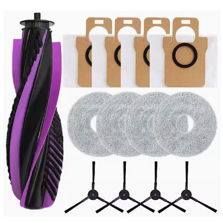 Set piese de schimb pentru aspirator robot Midea JONR P20 Pro, perie principala, perie de rola, perie laterala, mop, sac de praf