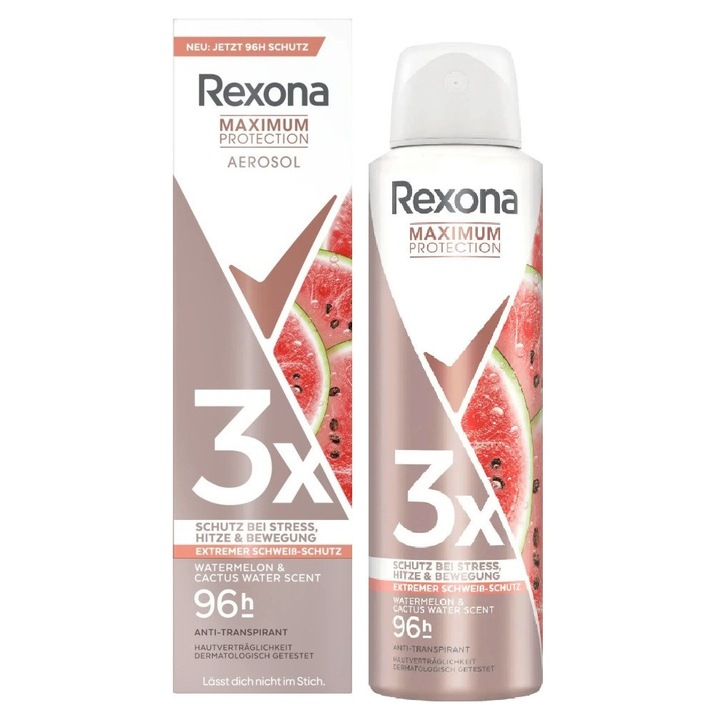Set 2x Rexona Maximum Protection 96h, Deodorant spray, Watermelon & Cactus Water Scent, 150 ml