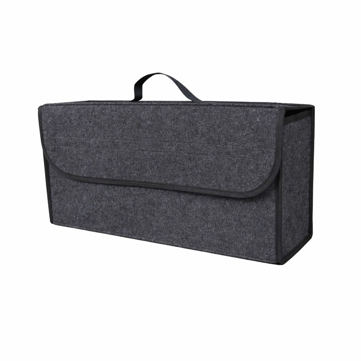 Organizator Portbagaj Auto Pliabil, Cutie de Depozitare Multifunctionala din Material Textil Rezistent, 50 x 17 x 24 cm, Gri