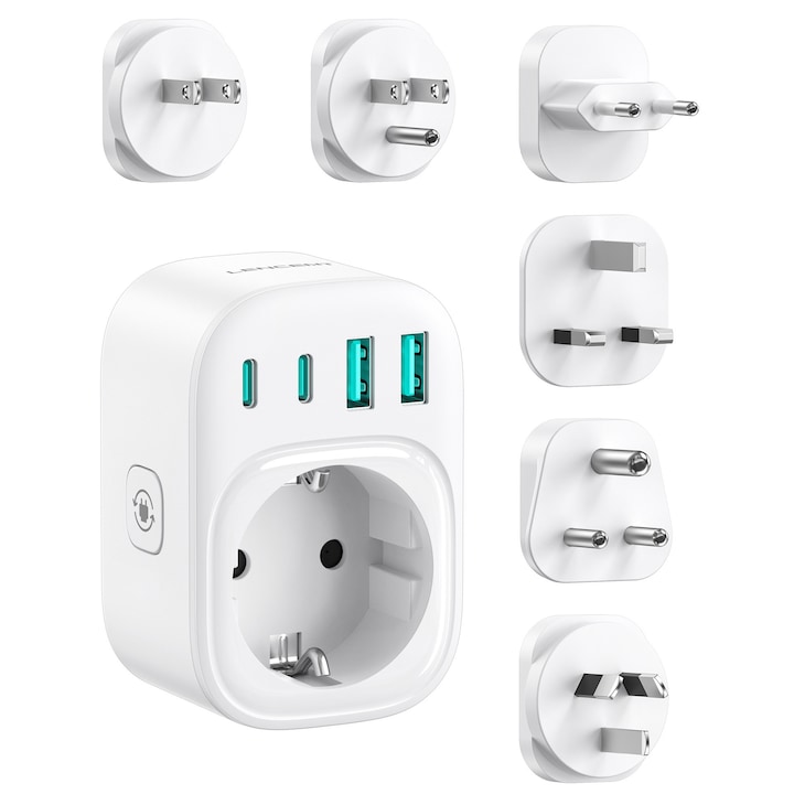 Adaptor Priza LENCENT, tip A, B, C, D, G, I, Adaptor Universal de Calatorie Pentru USA, UK, China, Japonia, India, Singapore, Mexic, Thailanda, Dubai, Maldive, Sri Lanka, Australia, Argentina, Malta, Adaptor Priza International USB