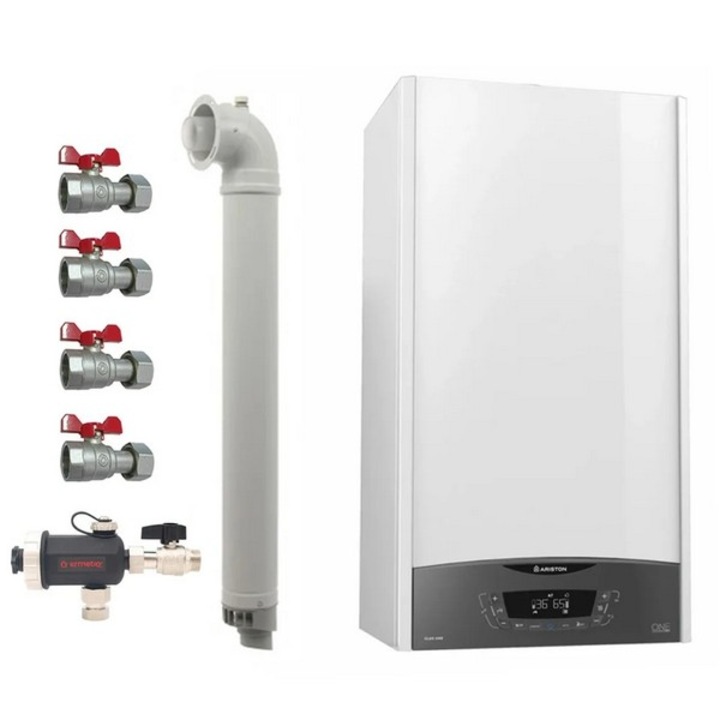 Pachet centrala termica pe gaz ARISTON CLAS ONE WIFI, in condensatie, 24 kW, Termostat inteligent KOPH CT99 fara fir, cu WiFi, Kit evacuare inclus