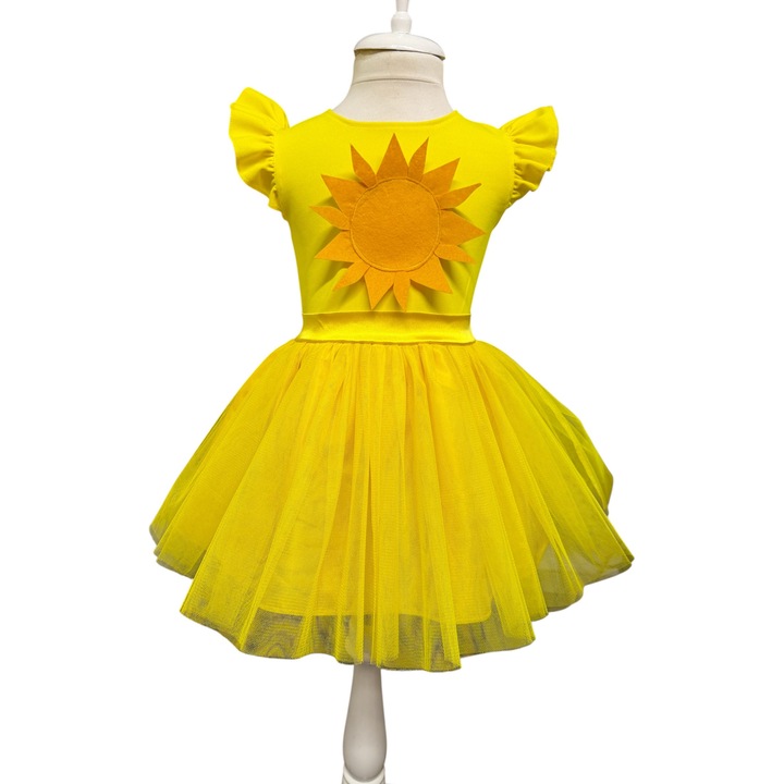 Costum serbare model soare, pentru fete, galben, 4-7 ani, 105-122 cm