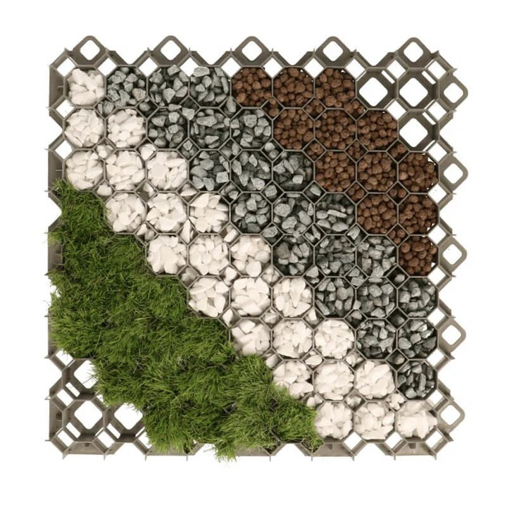 Grila gazon, rezistenta 160 tone/mp, 60x60x4 cm, aplicatii multiple, PP si PE, verde