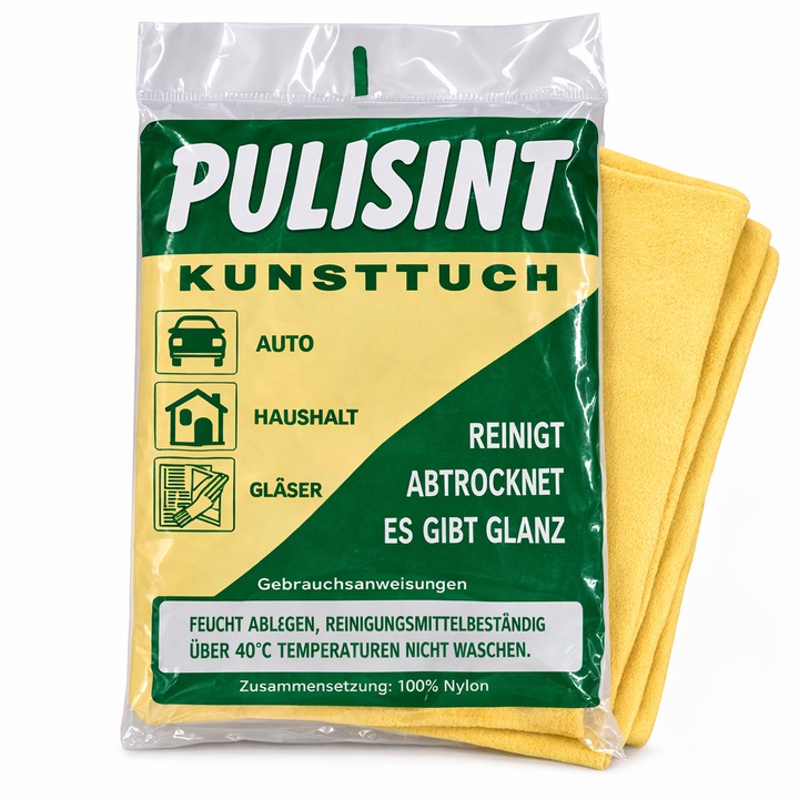 Laveta Piele Sintetica Pulisint 54x44 cm, Laveta Auto Super Absorbanta pentru Uscare Caroserie si Curatare Geamuri, Reutilizabila