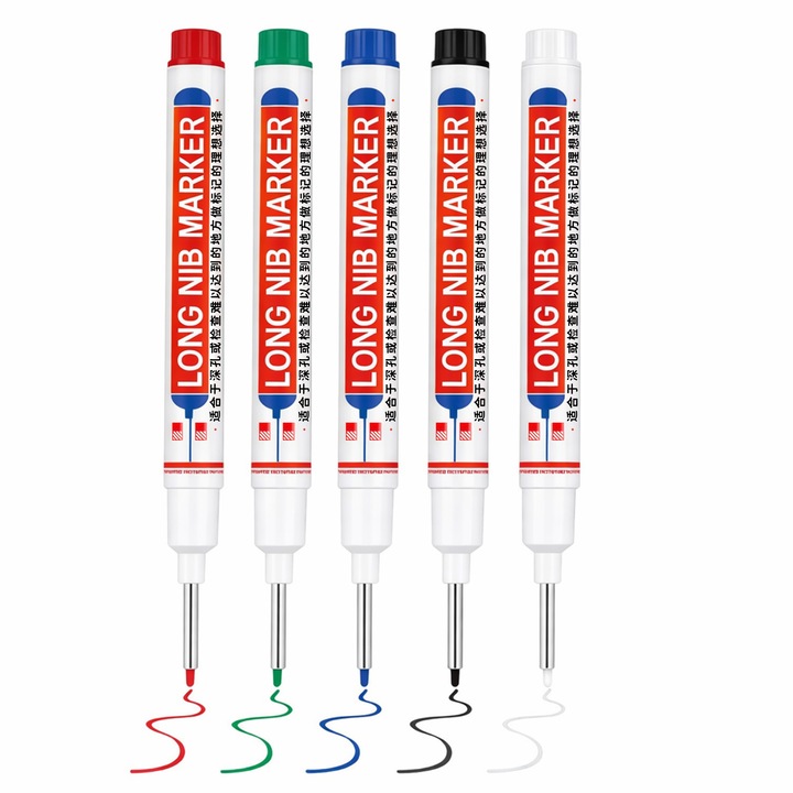 Marker pentru gauri adanci, multicolor, cerneala uniforma, pentru suprafete aspre