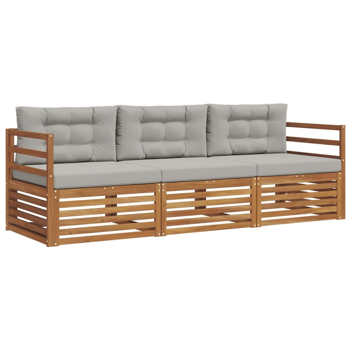 Set de canapele de exterior 3 pcs vidaXL, Gri natural si deschis