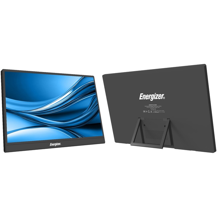 Преносим монитор Energizer, 60Hz, IPS дисплей 15.6'' FHD 1080P, HDR, 2 x USB C/ 1 x mini HDMI, Високоговорители 1W x 2, Включени аксесоари (USB-C кабел, HDMI кабел)