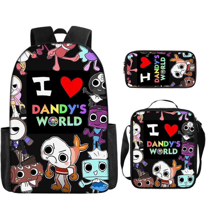 3 részes Dandy's World szett: Hátizsák, crossbody táska, tolltartó, többszínű
