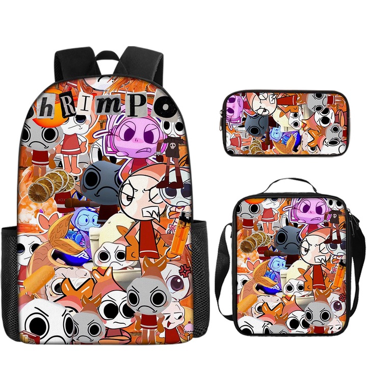 Set 3 piese ghiozdan, geanta crossbody si penar pentru creioane, Dandy's World