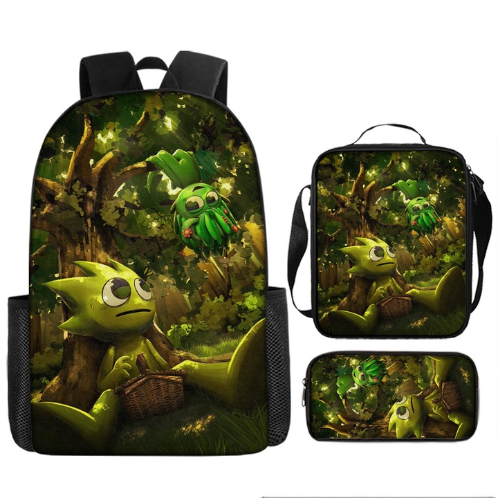 Ghiozdan pentru studenti cu tema Rhythm Box, set de 3 piese (ghiozdan 17 inch + geanta de pranz + etui pentru creioane), stil 21