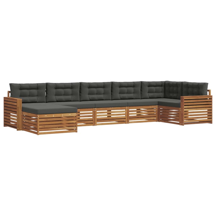 Seturi de canapele vidaXL, cu perna 7 pcs Natural si Antracit