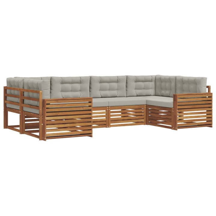 Set de canapele de exterior 6 pcs vidaXL, Gri natural si deschis