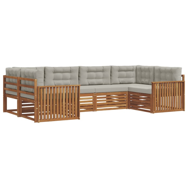 Set de canapele de exterior 6 pcs vidaXL, Gri natural si deschis