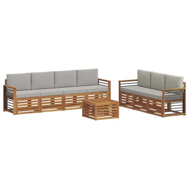 Seturi de canapele cu perna 8 pcs Gri natural si deschis