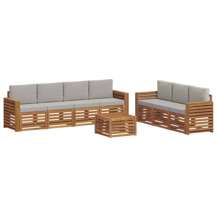 Seturi de canapele cu perna 8 pcs Gri natural si deschis