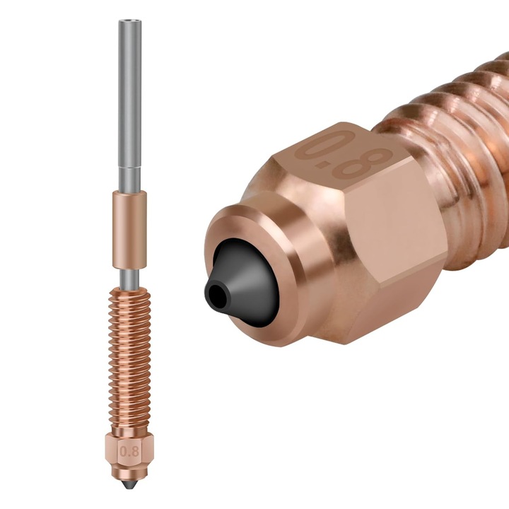 Set 2 duze 0.8mm K1C pentru imprimare 3D, aliaj de titan, aliaj de cupru, compatibile cu diverse filamenturi