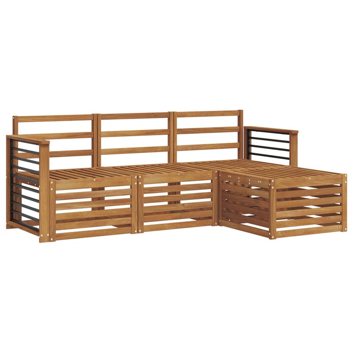 Seturi de canapele 4 pcs natural Lemn Solid de Acacia