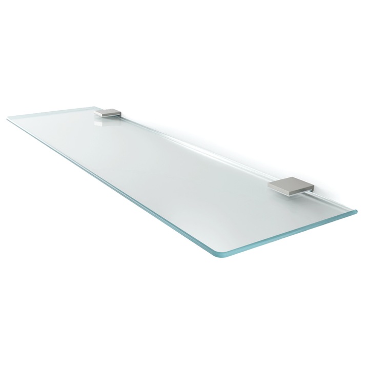 Raft Din Sticla, Wallfluent, Securizata, Mat Laptos, 40 x 13 cm, Pentru Parfumuri, Bucatarie, Accesorii Incluse, 2 Suporturi Argintii Cromate, 010880840010300000000