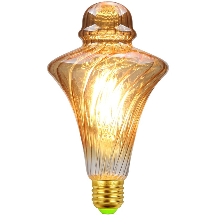 Bec LED filament retro 1906, 4W, 2700K lumina calda, forma palarie de paie, E27