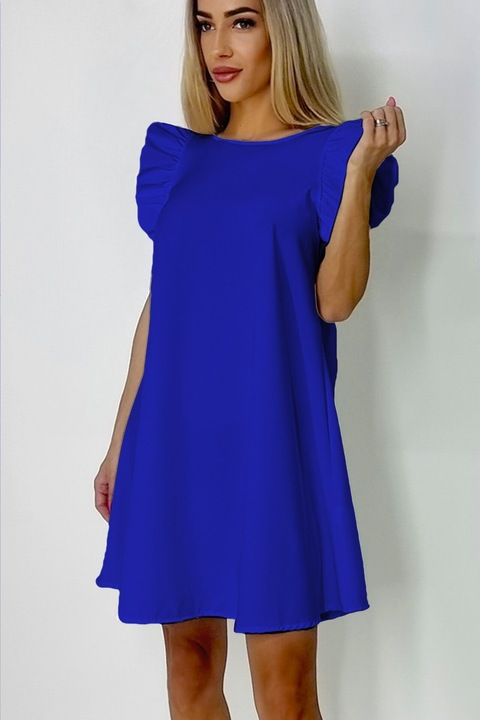 Női ruha, kék, A vonalú, rövid, L