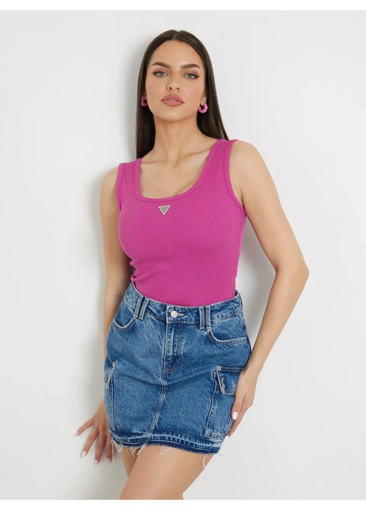 Top maiou GUESS, negru, bumbac, mărimea XS