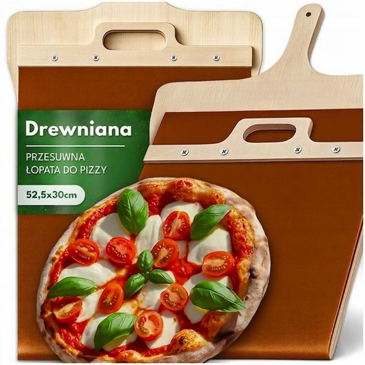 Lopatã din lemn pentru pizza, glisantã, 33x53cm, lemn de fag