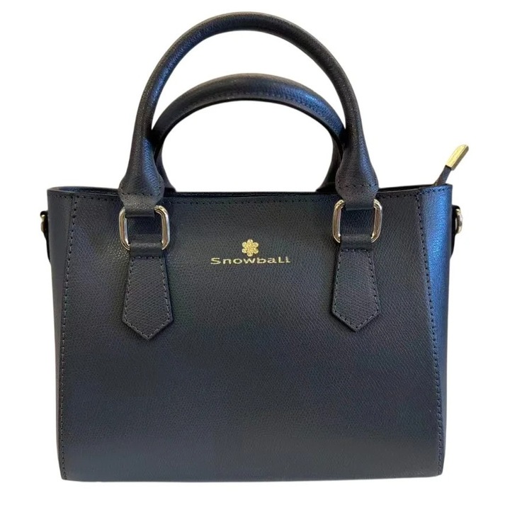 Snowball Graziella női bőrtáska, természetes bőrből, 24x20x12 cm, állítható pánttal, szürkés-kék színben