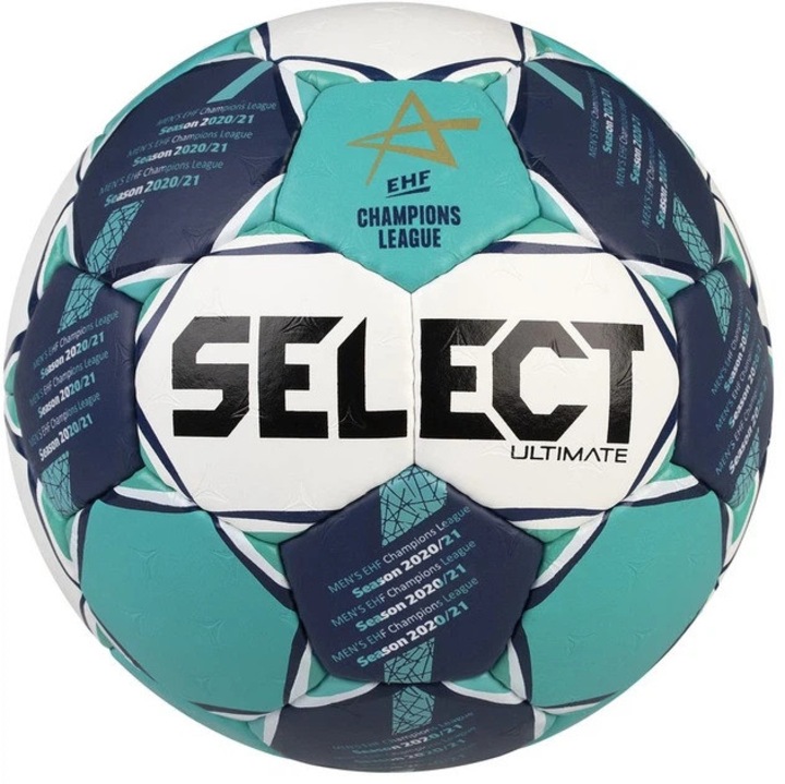Minge de meci SELECT Ultimate EHF Champions League handbal – cusută manual, mărimea 2, albastru-alb