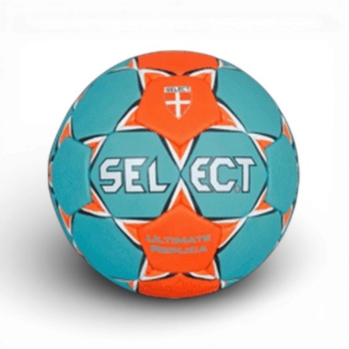 Minge de handbal SELECT Ultimate Replica EHF Champions League – minge de antrenament cusută manual, mărimea 3, portocaliu-albastru