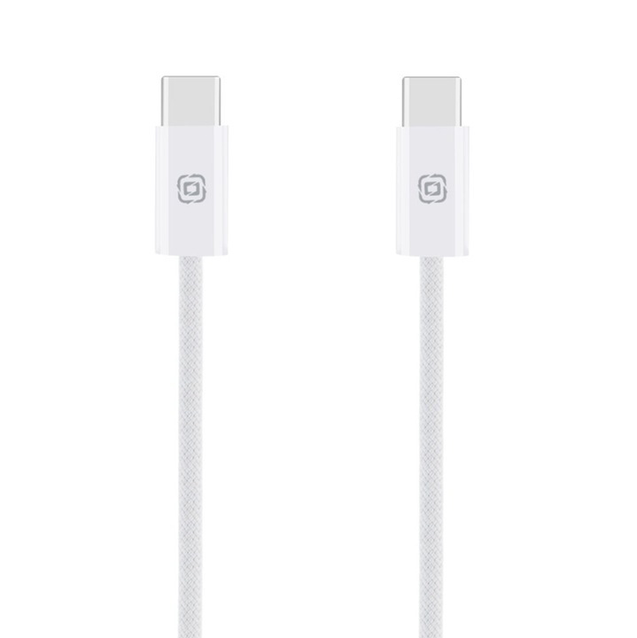 Cablu: OBAL:ME - Cablu textil alb Type-C / Type-C (USB-C), 1m/60W