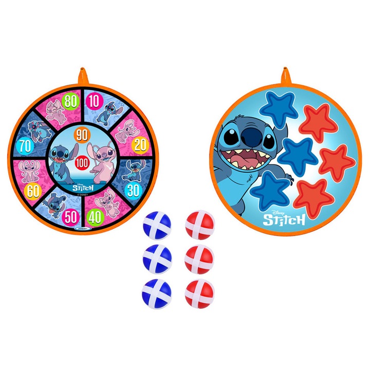 Disney Lilo és Stitch Kétoldalas tépőzáras darts 36 cm + 6 db golyó