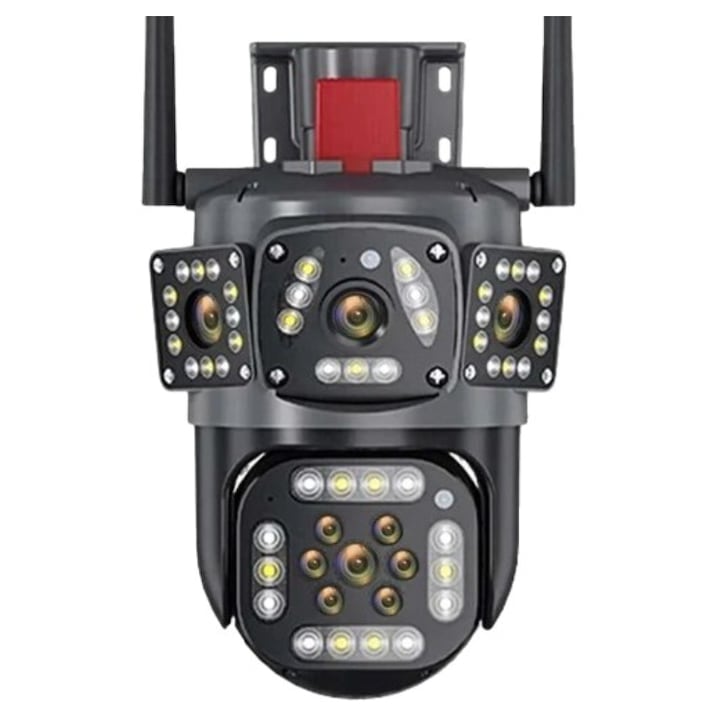 Camera de supraveghere exterior Urmarire automata Viziune nocturna color 12MP Negru IP66